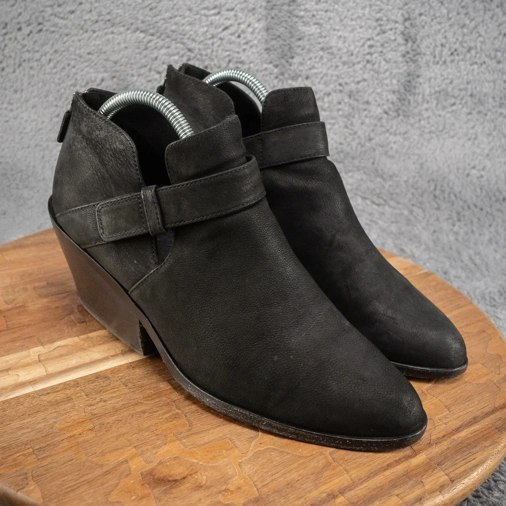 Eileen Fisher Ives Bootie Womens Size 10 Black Leather Ankle Boots Zip Up Shoes